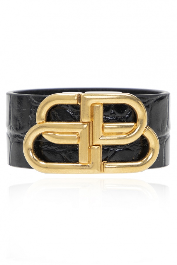 Balenciaga Leather bracelet with logo